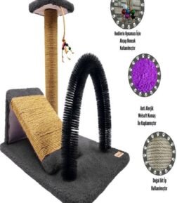 Kedi Tırmala + Kedi Rampası + Kedi Fırçası 3'lü Set Takım