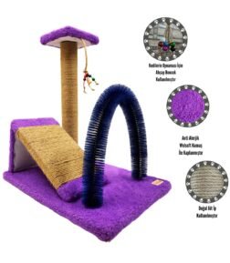 EVCİLHOME Kedi Tırmala + Kedi Rampası + Kedi Fırçası 3'lü Set Takım + HEDİYE