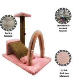 EVCİLHOME Kedi Tırmala + Kedi Rampası + Kedi Fırçası 3'lü Set Takım