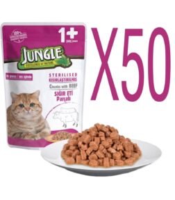 Jungle Kısır Kediler Için Sığır Eti Parçalı Pouch Mama X50 Adet
