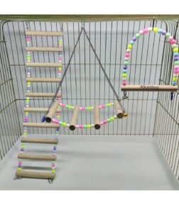 3’lü Kuş Oyuncağı Seti Kafes Aksesuarları, Eğlenceli ve Güvenli Kuş Oyuncakları