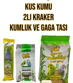 Muhabbet Kuşu Yemi, Kuş Kumu, Kraker + Gaga Taşı Ve Kum Kabı Hediyeli