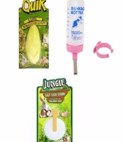 Kemirgen Temel Ihtiyaçları (3 PARÇA) 90ml Suluk, Kemirme Taşı, Yalama Taşı