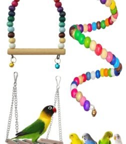 Muhabbet Kuşu Ve Papağanlar Için Salıncak Oyuncak Seti