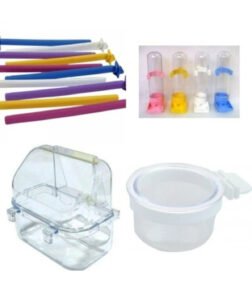 Muhabbet Kuşu Kafes Iç Seti ( 2 Yemlik+ 1kelepçeli Mamalık+ 2tünek +suluk)